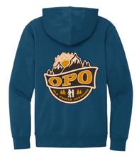 Load image into Gallery viewer, Old People Outdoors Classic Hoodie in blue | Back view
